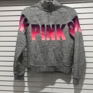Pink Zip-Up Crew Neck
